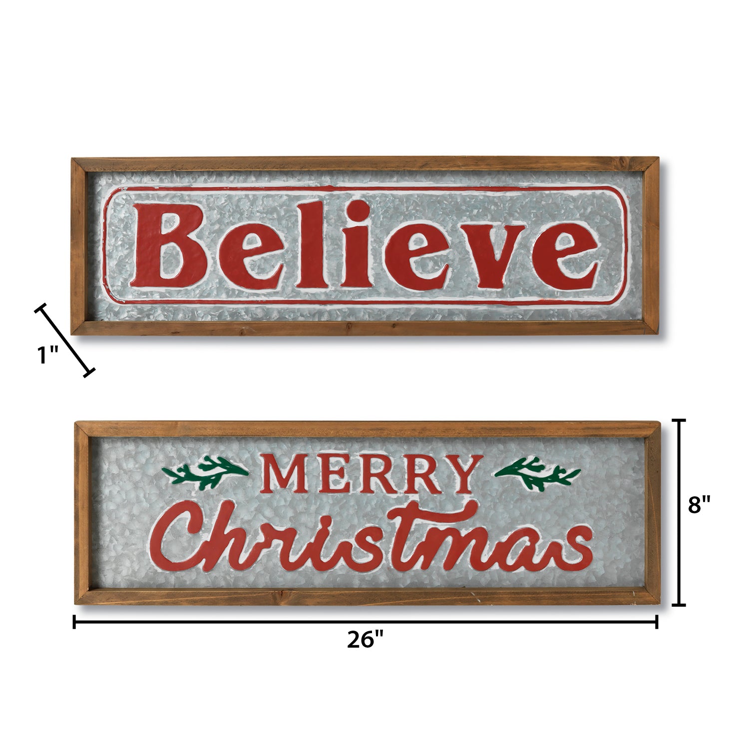 Galvanized Metal Christmas Holiday Signs, Farmhouse Decor